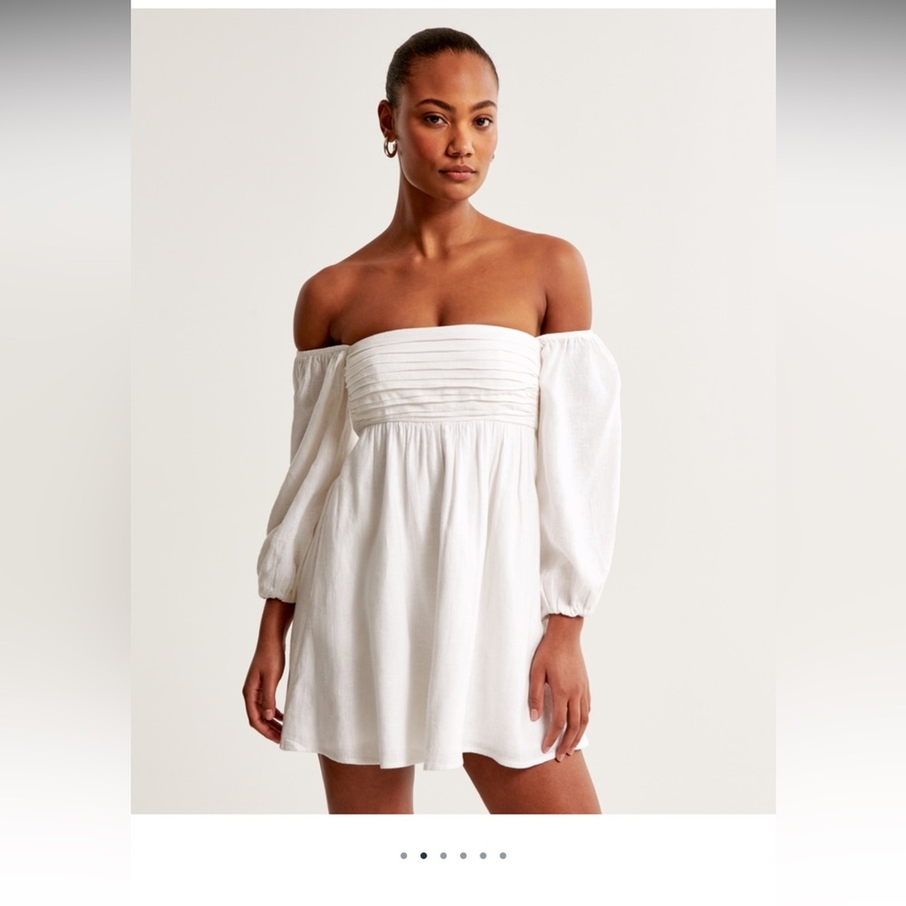 The A&F Emerson Linen-Blend Off the Shoulder Mini Dress